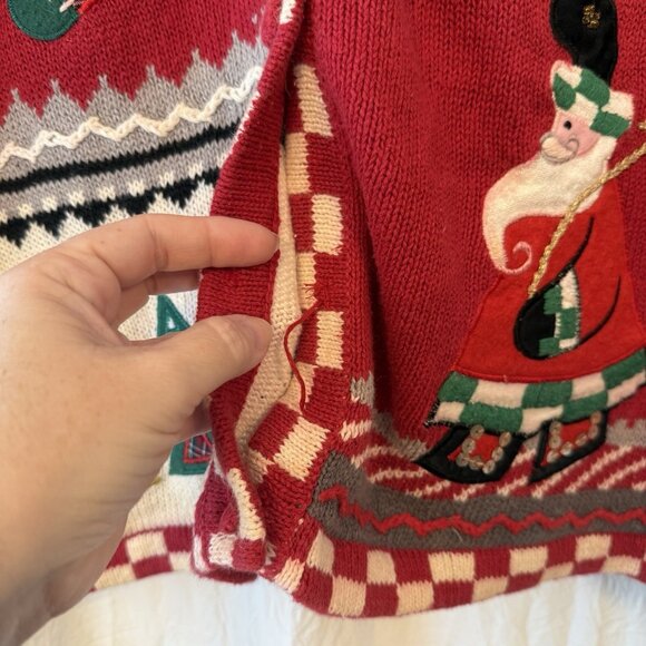 Theme Works Kikit Women XL Christmas Sweater Vest Vintage Red Holiday Snowman - Picture 9 of 10